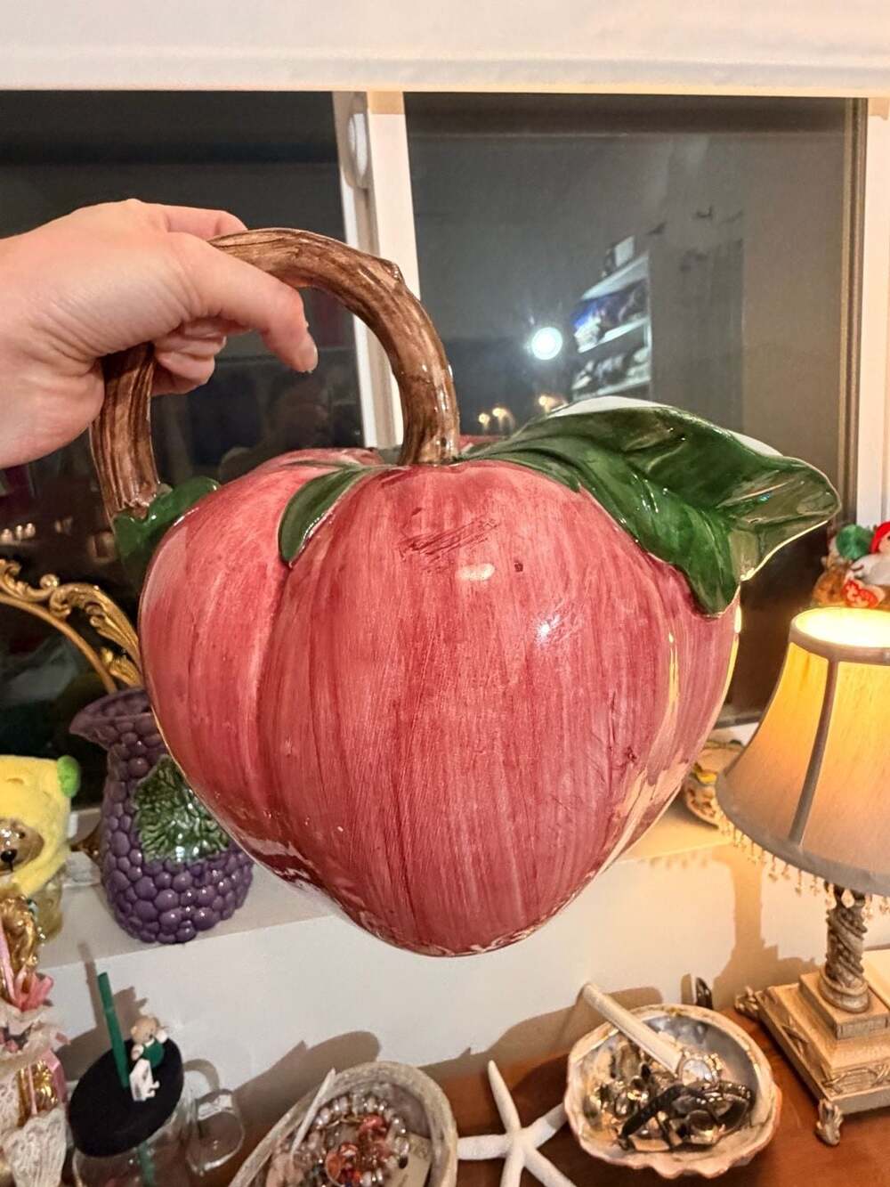 Vintage Italian Majolica Ceramic Strawberry Tomato Pitcher Made in Bassano Italy